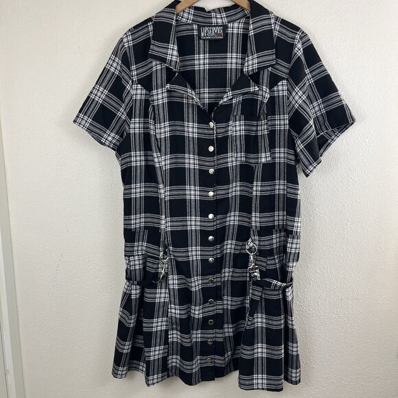 Lip Service Vintage Y2K Punk & Disorderly Black Plaid Goth Dress Plus Size 26 - Picture 4 of 8